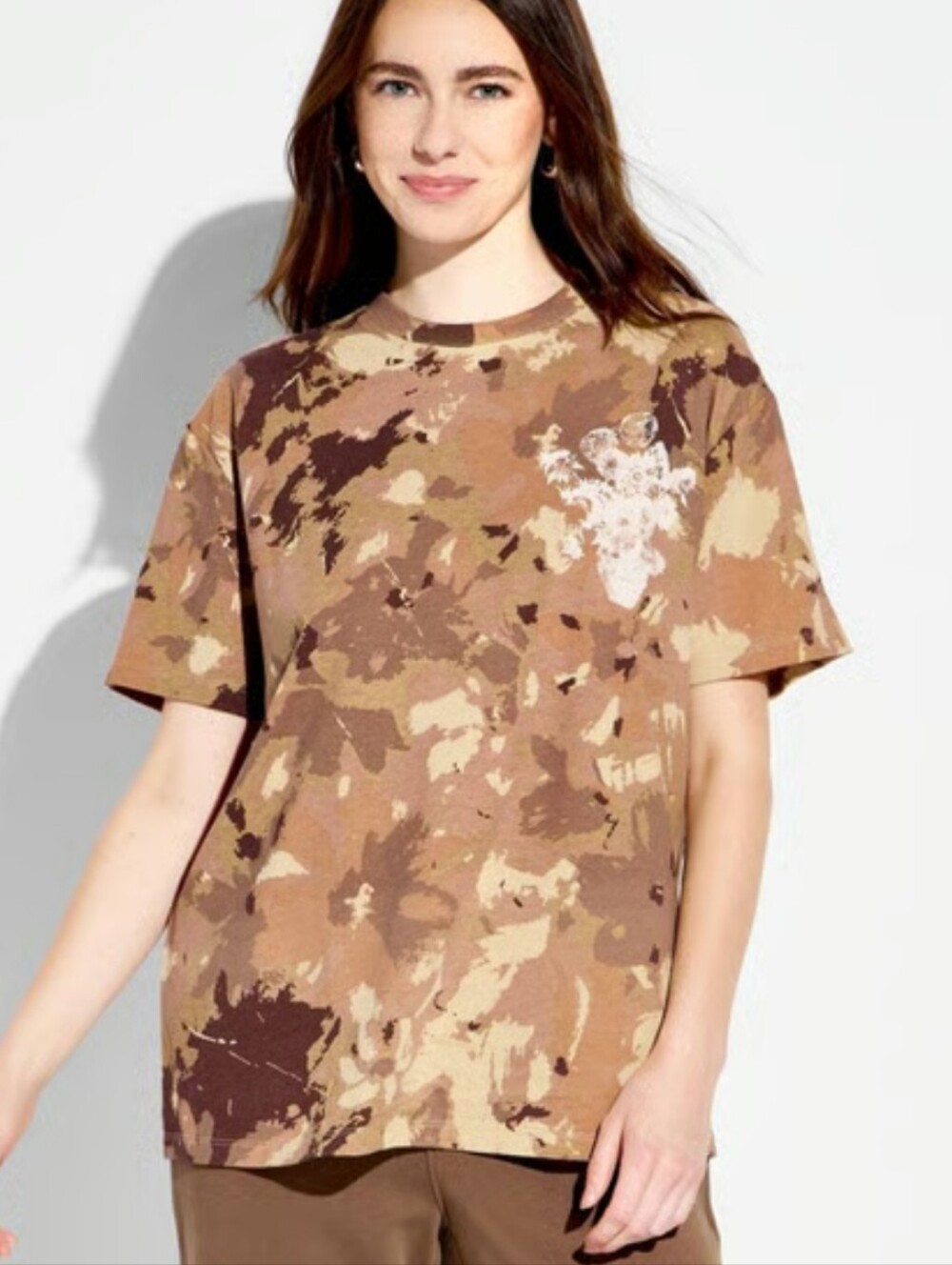Neutral Brown Camouflage Print Short Sleeve Tee